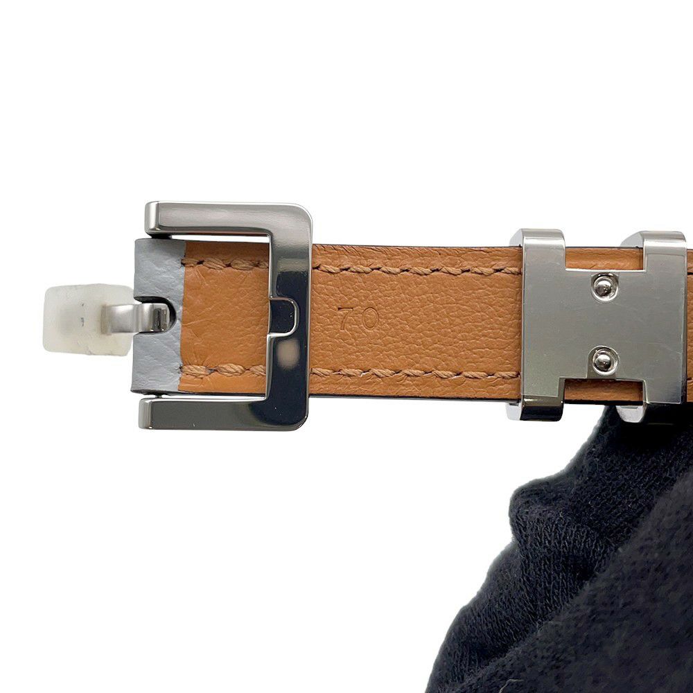 エルメス ポップH ベルト ブルーグラシエ/ジョーヌ/シルバー金具 エプソン B刻印 サイズ70 ソルド品