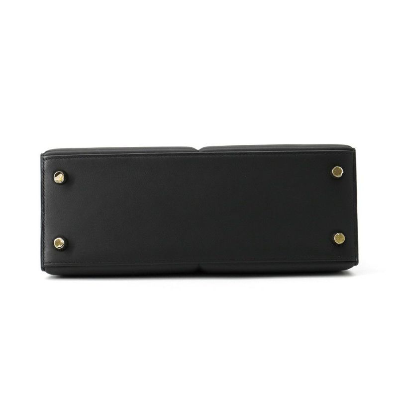 エルメス ハンドバッグ ケリー25 パデッド 外縫い ブラック/ゴールド金具 スイフト Z刻印 2wayショルダー 黒