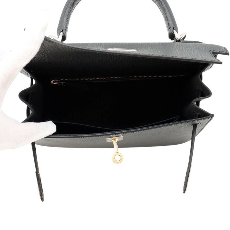 エルメス ハンドバッグ ケリー25 パデッド 外縫い ブラック/ゴールド金具 スイフト Z刻印 2wayショルダー 黒