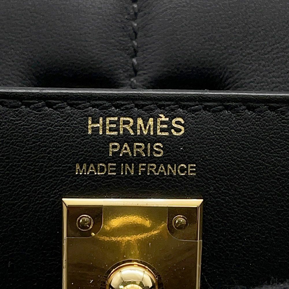 エルメス ハンドバッグ ケリー25 パデッド 外縫い ブラック/ゴールド金具 スイフト Z刻印 2wayショルダー 黒