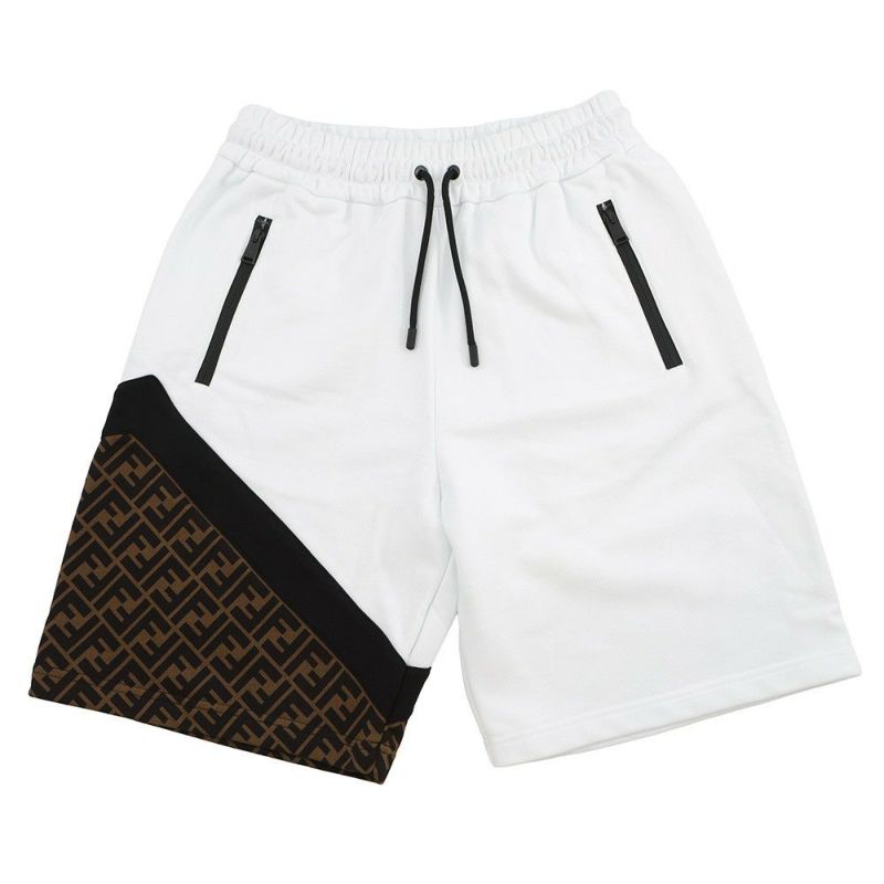 フェンディ パンツ FF切替 スウェット ハーフパンツ メンズサイズXS FAB656 FENDI ボトムス 白