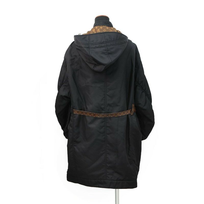 ルイヴィトン コート フード付 ジップ コート レディースサイズ38 LOUIS VUITTON アウター 黒 ブラック