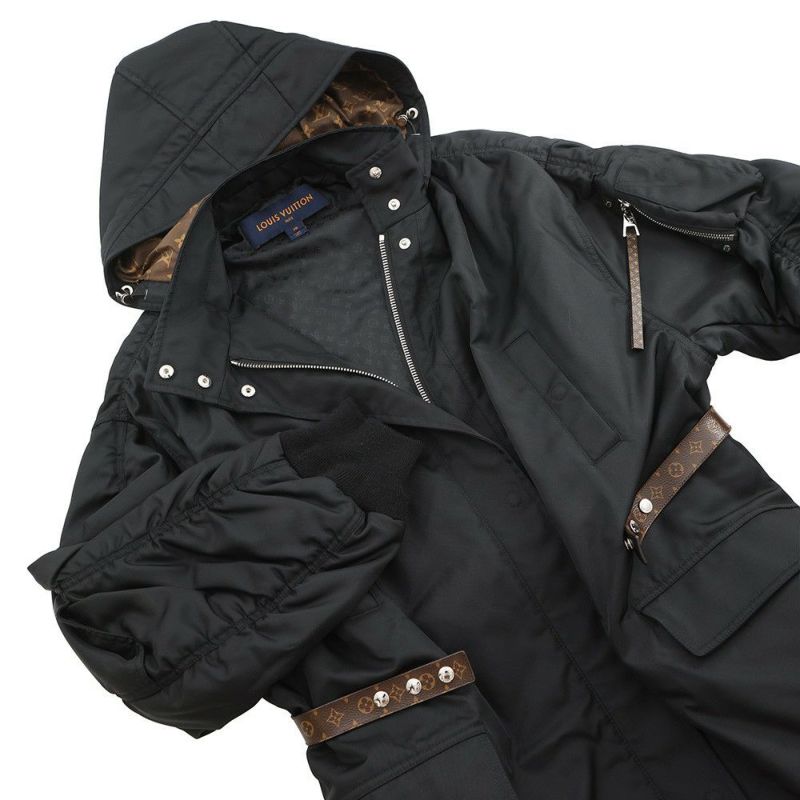 ルイヴィトン コート フード付 ジップ コート レディースサイズ38 LOUIS VUITTON アウター 黒 ブラック