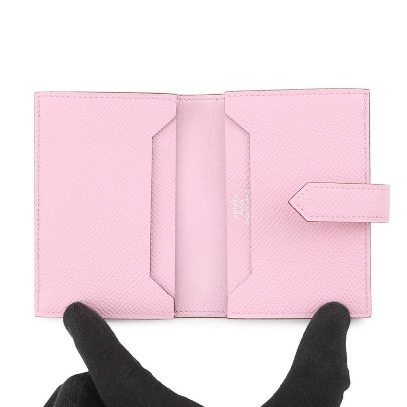 エルメス カードケース ベアン ミニ モーブシルベストル/シルバー金具 エプソン U刻印 名刺入れ