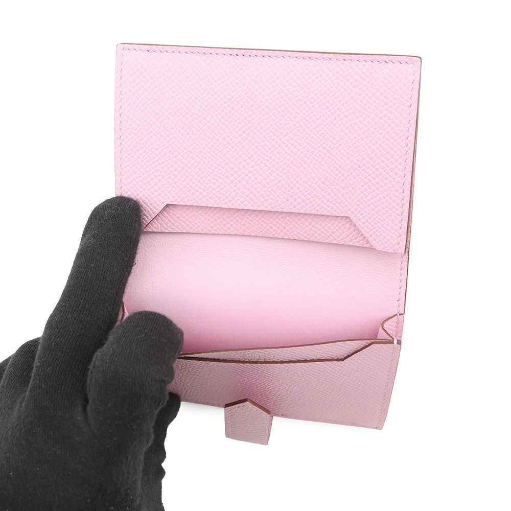エルメス カードケース ベアン ミニ モーブシルベストル/シルバー金具 エプソン U刻印 名刺入れ