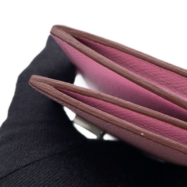 エルメス カードケース ベアン ミニ モーブシルベストル/シルバー金具 エプソン U刻印 名刺入れ
