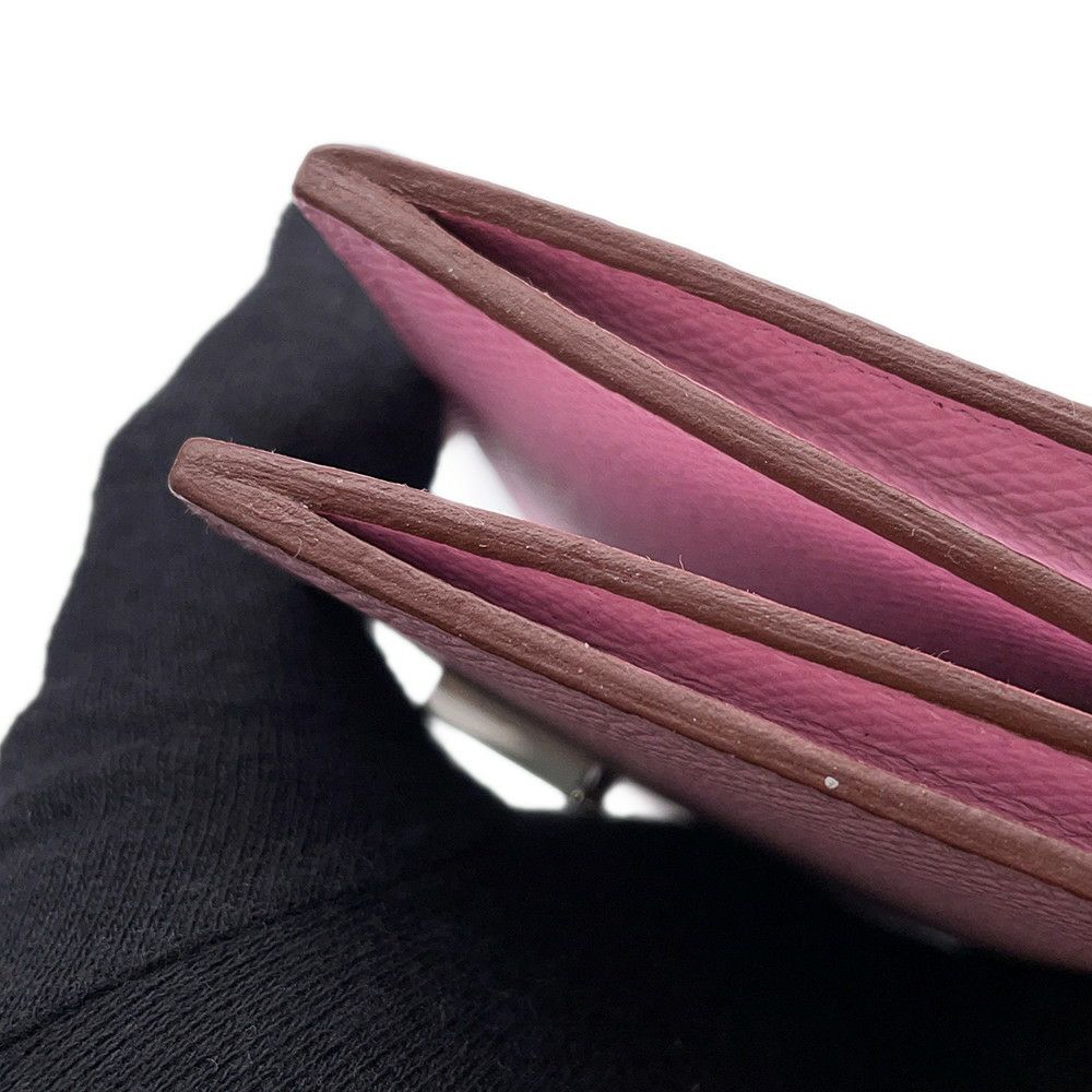 エルメス カードケース ベアン ミニ モーブシルベストル/シルバー金具 エプソン U刻印 名刺入れ