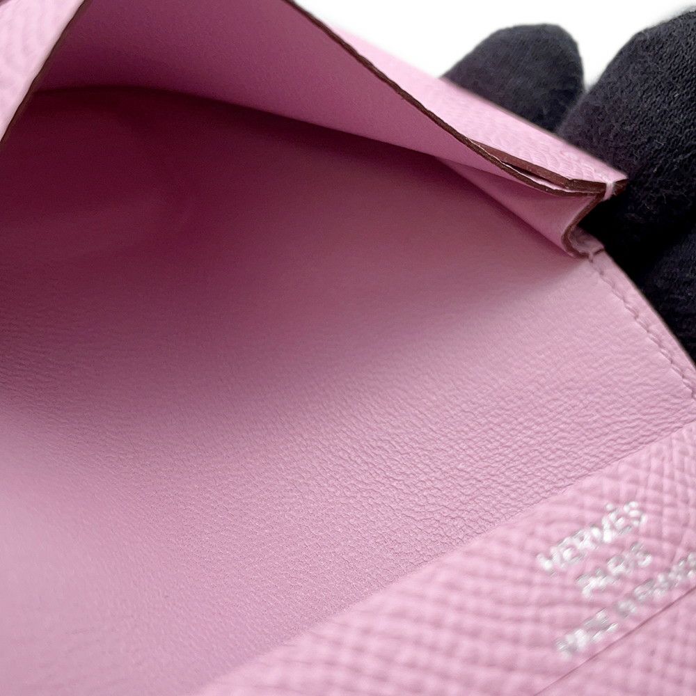 エルメス カードケース ベアン ミニ モーブシルベストル/シルバー金具 エプソン U刻印 名刺入れ