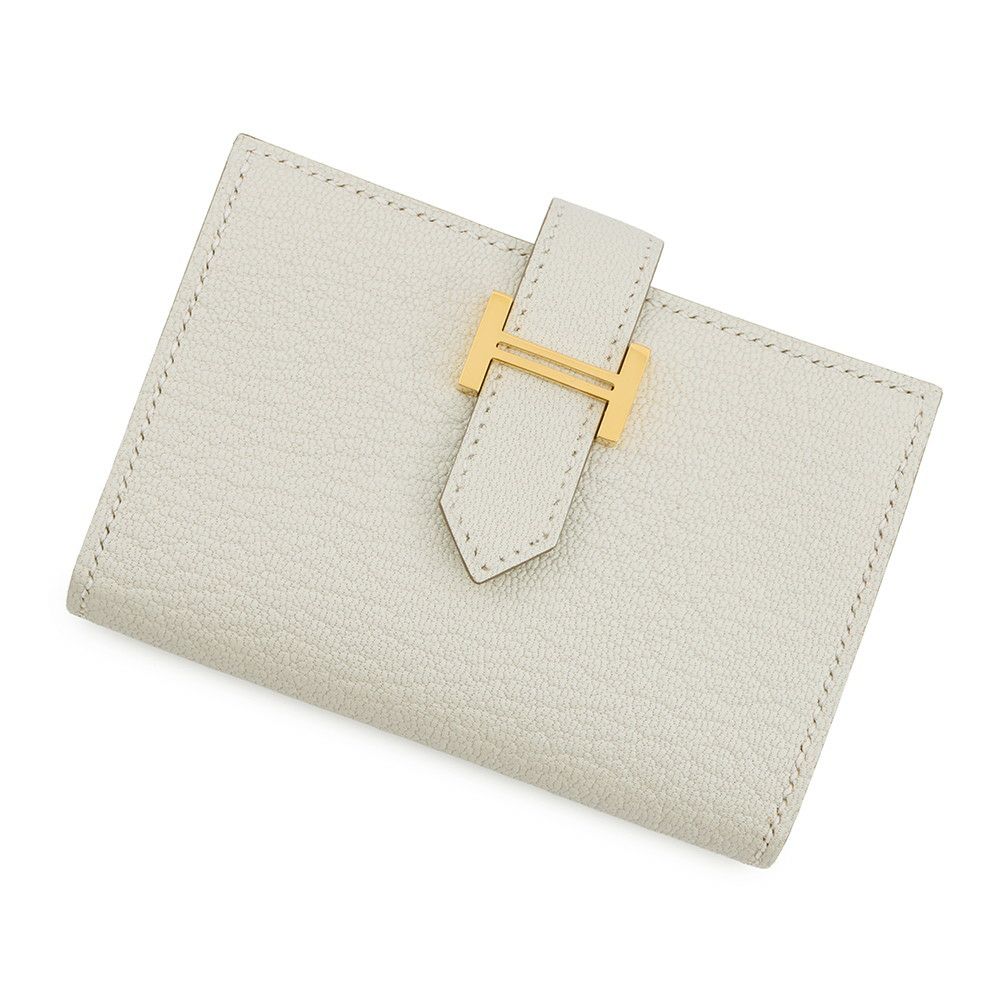 エルメス カードケース ベアン ミニ 小銭入れ付き マッシュルーム/ゴールド金具 シェブルミゾル B刻印