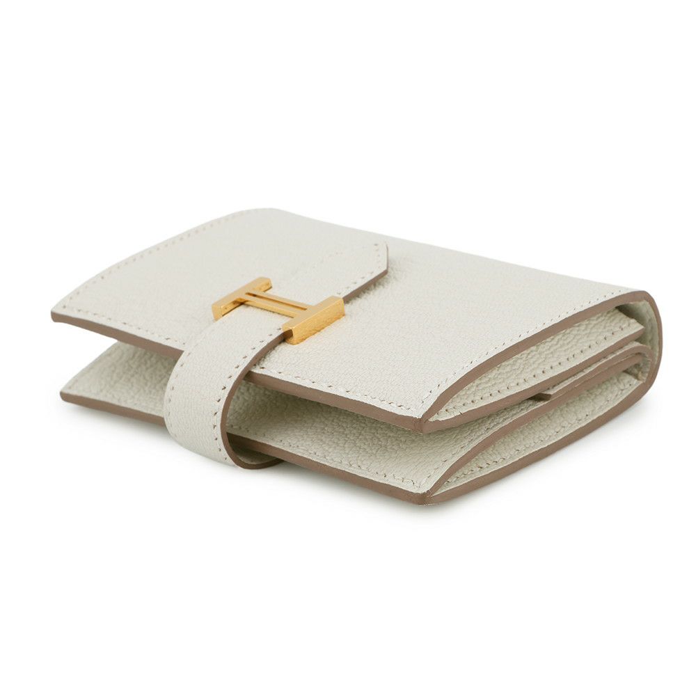 エルメス カードケース ベアン ミニ 小銭入れ付き マッシュルーム/ゴールド金具 シェブルミゾル B刻印