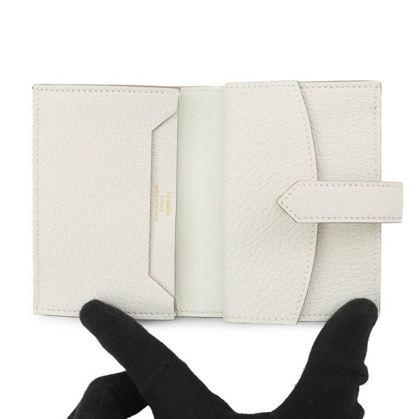 エルメス カードケース ベアン ミニ 小銭入れ付き マッシュルーム/ゴールド金具 シェブルミゾル B刻印