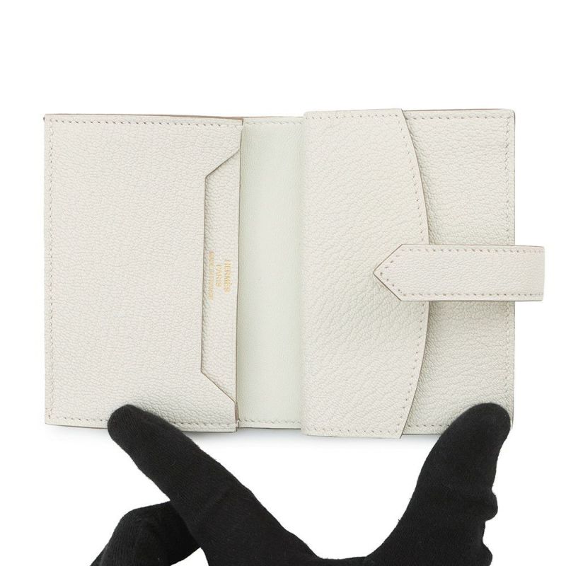 エルメス カードケース ベアン ミニ 小銭入れ付き マッシュルーム/ゴールド金具 シェブルミゾル B刻印