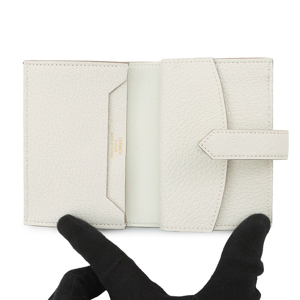 エルメス カードケース ベアン ミニ 小銭入れ付き マッシュルーム/ゴールド金具 シェブルミゾル B刻印