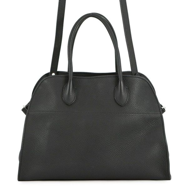 ザ ロウ ハンドバッグ ソフトマルゴー12 レザー W1586 THE ROW 2way 黒