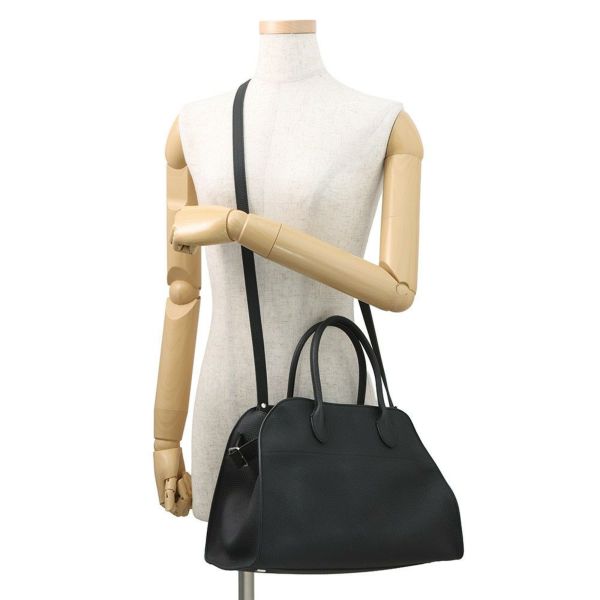 ザ ロウ ハンドバッグ ソフトマルゴー12 レザー W1586 THE ROW 2way 黒