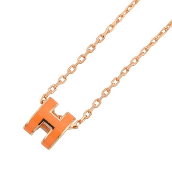 エルメス ネックレス ミニ・ポップアッシュ オレンジ/ピンクゴールド金具 HERMES アクセサリー