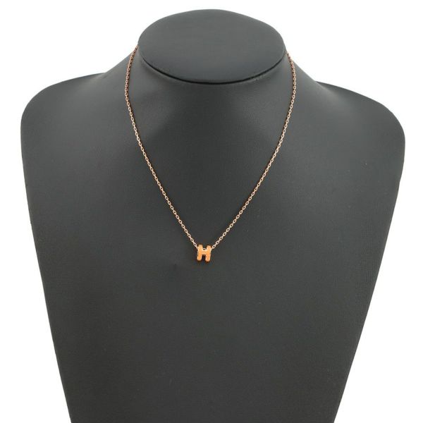 エルメス ネックレス ミニ・ポップアッシュ オレンジ/ピンクゴールド金具 HERMES アクセサリー
