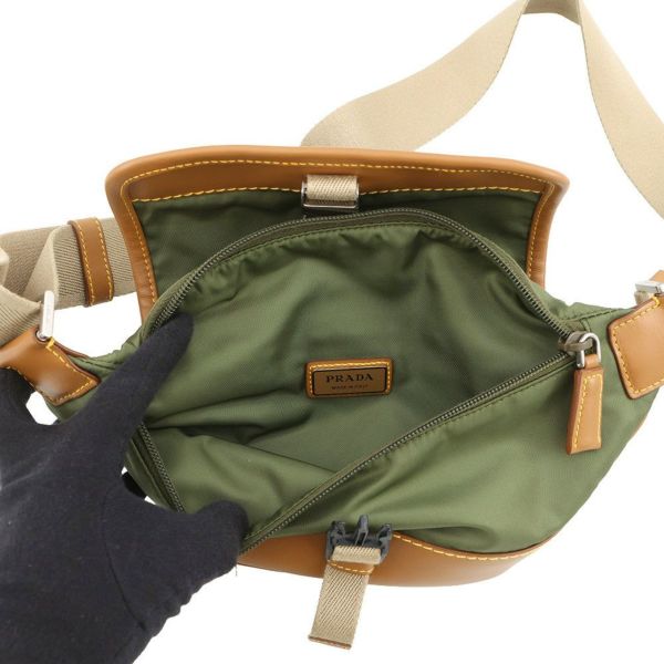 プラダ ボディバッグ トライアングルロゴ ナイロン レザー 2VH176 PRADA ウエストポーチ