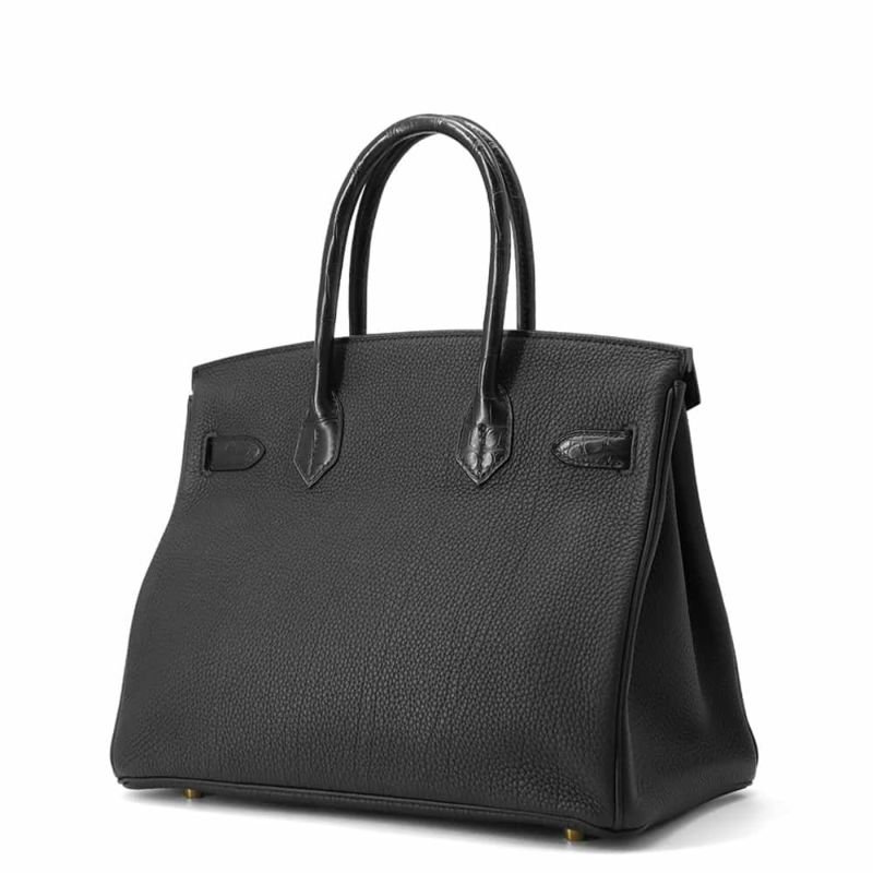 エルメス バーキン30 タッチ ブラック/ゴールド金具 トゴ/アリゲーターマット Y刻印 HERMES Birkin ハンドバッグ 黒
