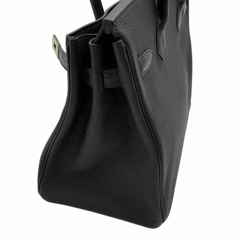 エルメス バーキン30 タッチ ブラック/ゴールド金具 トゴ/アリゲーターマット Y刻印 HERMES Birkin ハンドバッグ 黒