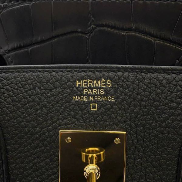 エルメス バーキン30 タッチ ブラック/ゴールド金具 トゴ/アリゲーターマット Y刻印 HERMES Birkin ハンドバッグ 黒