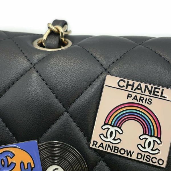 シャネル チェーンショルダーバッグ マトラッセ25 ココマーク 24C ワッペン ラムスキン ダブルチェーン A01112 CHANEL 黒