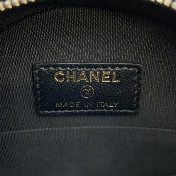 シャネル チェーンショルダーバッグ ココマーク マトラッセ ラウンド フェイクパール ラムスキン AP1050 CHANEL 黒