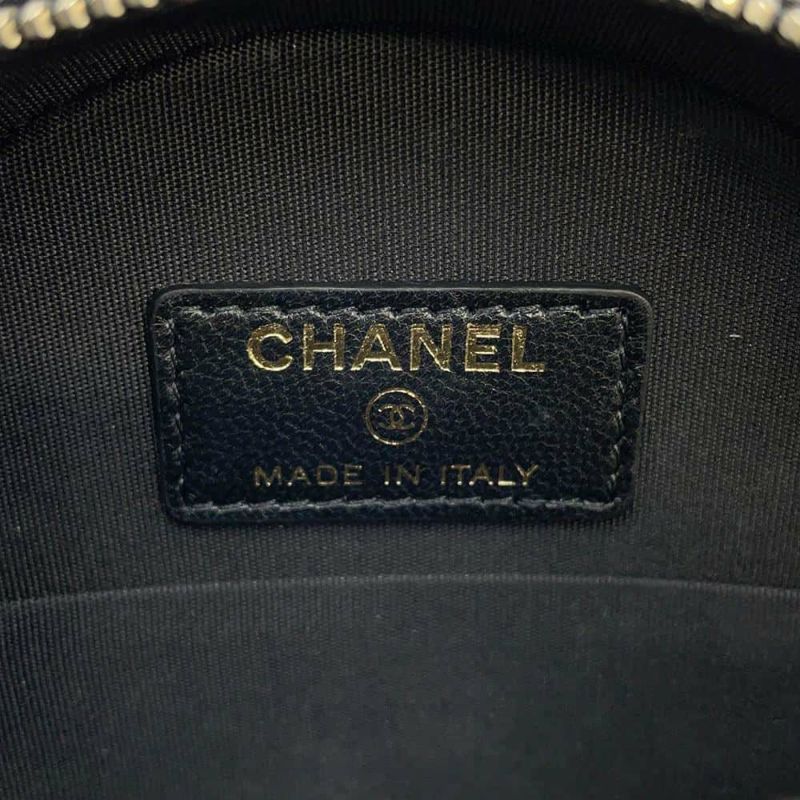 シャネル チェーンショルダーバッグ ココマーク マトラッセ ラウンド フェイクパール ラムスキン AP1050 CHANEL 黒