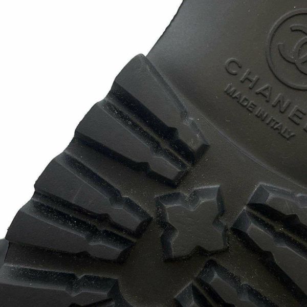 シャネル ブーツ エンジニア ココマーク マトラッセ レザー レディースサイズ34 CHANEL 靴 黒