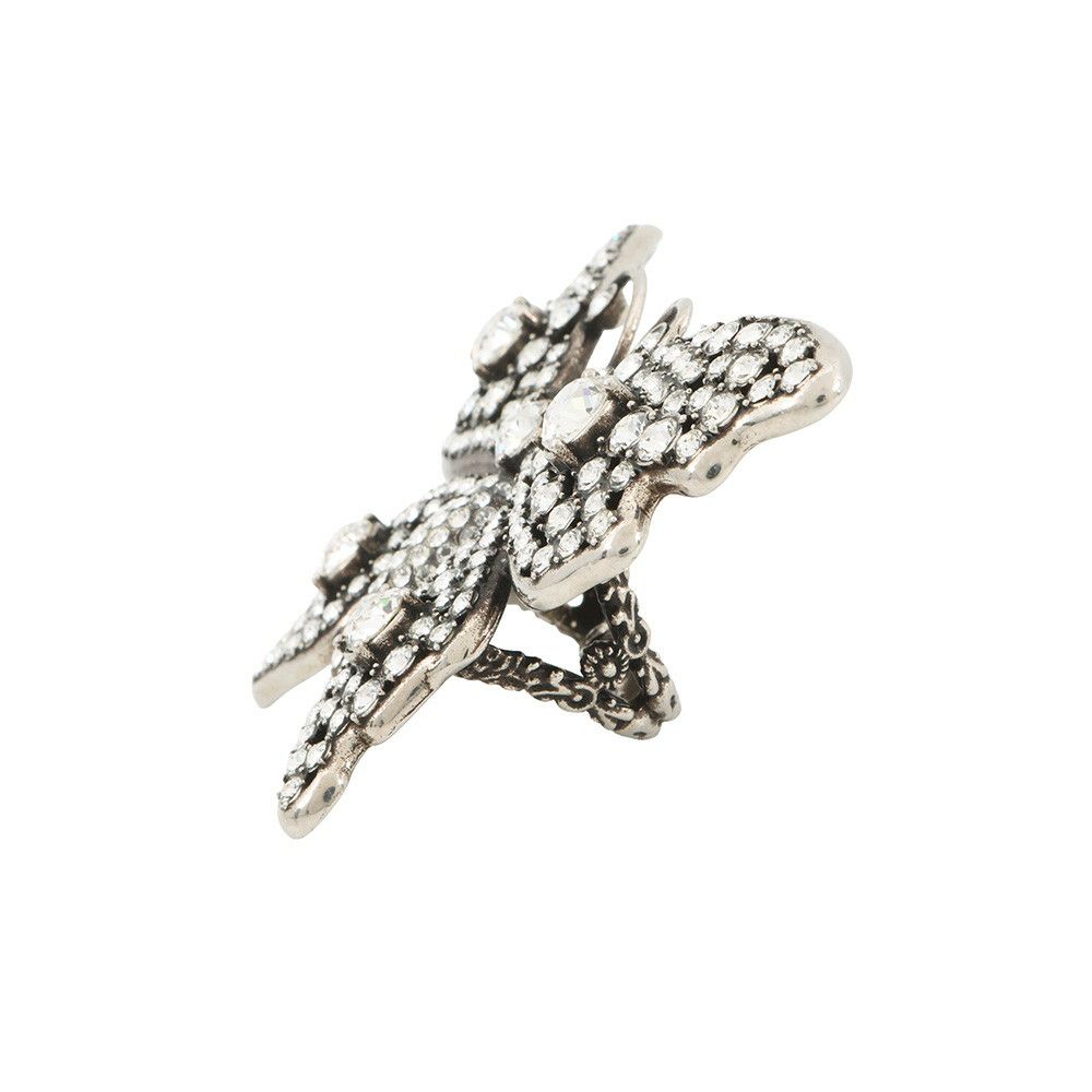 グッチ リング バタフライ ダブルフィンガー ラインストーン サイズS GUCCI アクセサリー 指輪