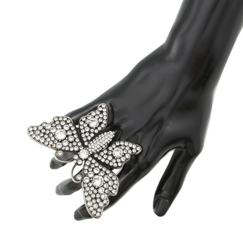 グッチ リング バタフライ ダブルフィンガー ラインストーン サイズS GUCCI アクセサリー 指輪