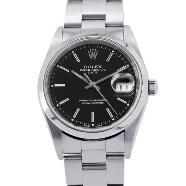 ロレックス オイスターパーペチュアル デイト K番 15200 ROLEX 腕時計 黒文字盤