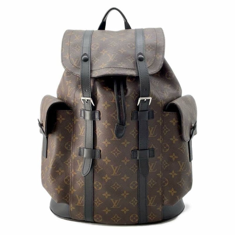 ルイヴィトン リュック モノグラム マカサー クリストファーPM M43735 LOUIS VUITTON ヴィトン バックパック メンズ 黒