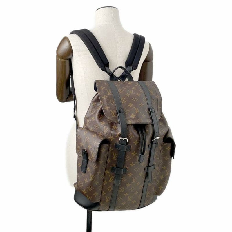 ルイヴィトン リュック モノグラム マカサー クリストファーPM M43735 LOUIS VUITTON ヴィトン バックパック メンズ 黒