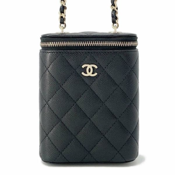 シャネル チェーンショルダーバッグ マトラッセ ココマーク ミニ バニティ キャビアスキン AP1466 CHANEL バッグ 黒