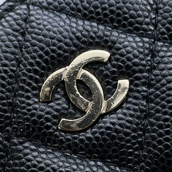 シャネル チェーンショルダーバッグ クラシック ミニ マトラッセ ココマーク キャビアスキン AP0245 CHANEL ラウンド 黒