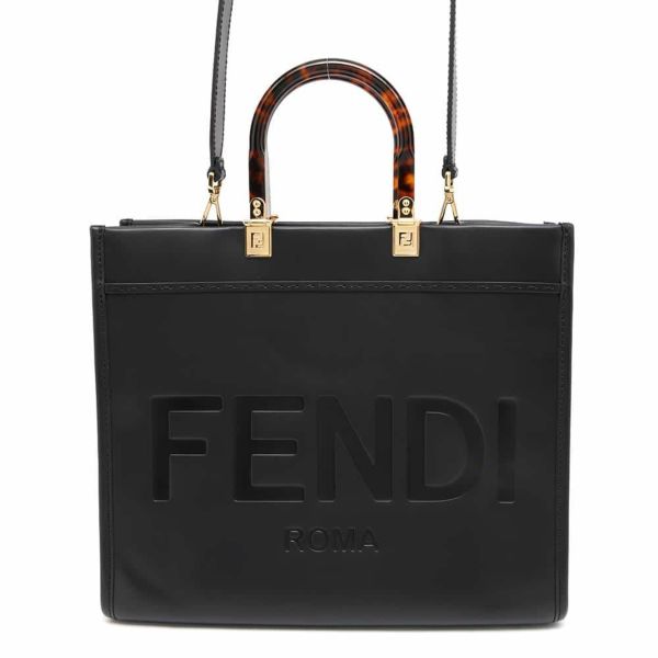 フェンディ トートバッグ サンシャイン ミディアム カーフレザー 8BH386 FENDI 2wayショルダーバッグ 黒