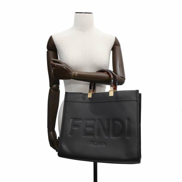 フェンディ トートバッグ サンシャイン ミディアム カーフレザー 8BH386 FENDI 2wayショルダーバッグ 黒