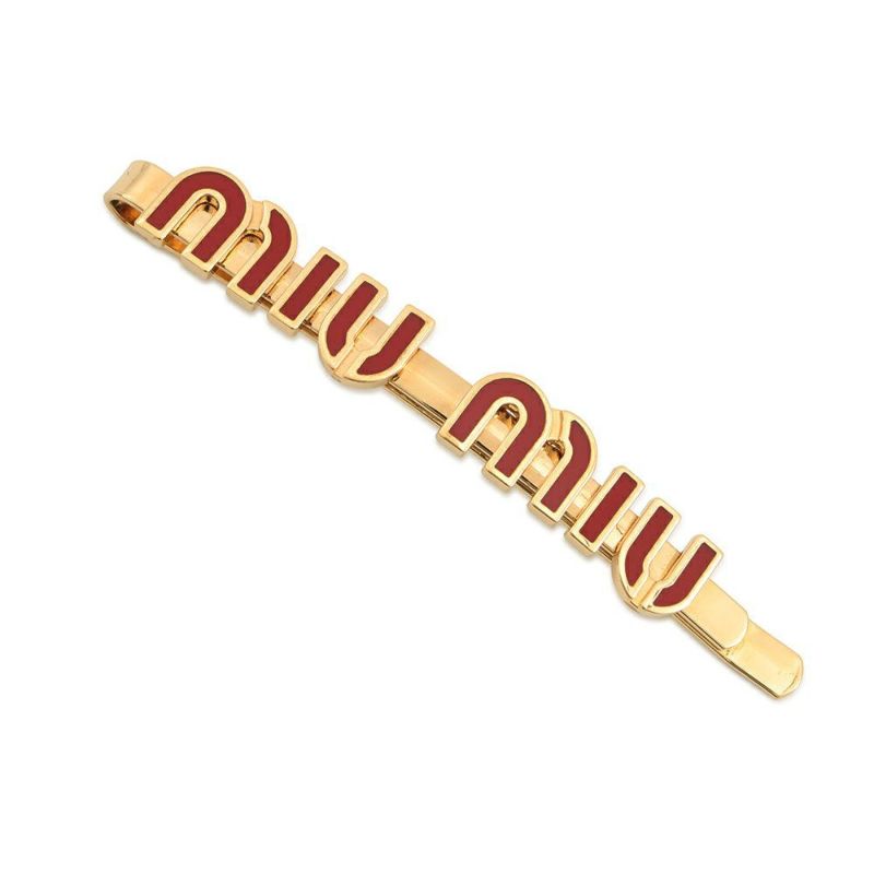 ミュウミュウ ヘアピン ロゴ ヘアクリップ エナメル メタル 5IF146 MIUMIU ヘアアクセサリー