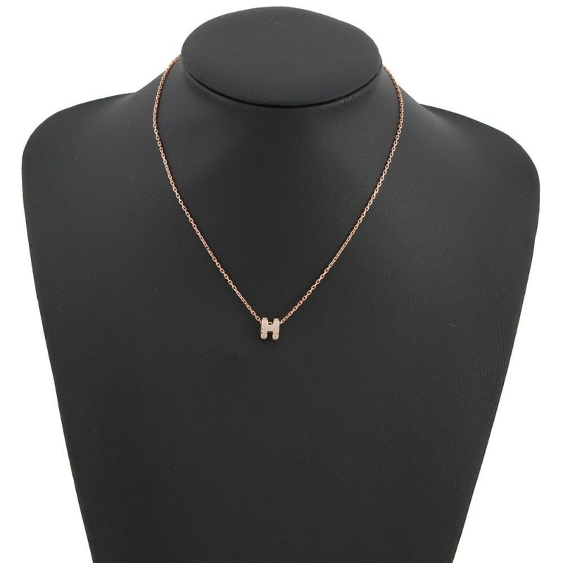 エルメス ネックレス ミニ・ポップアッシュ マロングラッセ/ピンクゴールド金具 HERMES アクセサリー ポップH