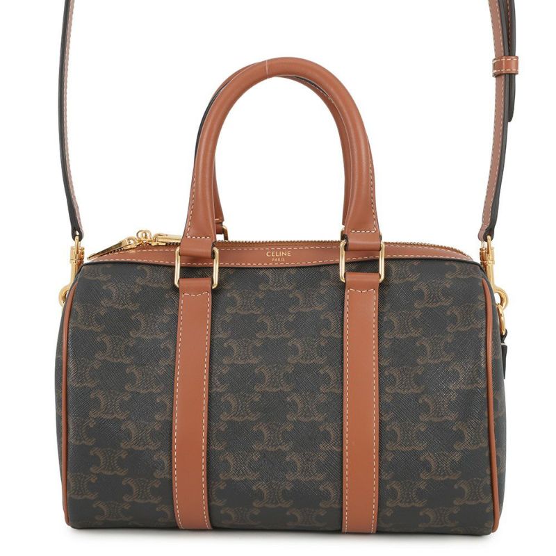 セリーヌ ハンドバッグ トリオンフ ミディアム ボストン PVC 121322 CELINE 2way ブラウン