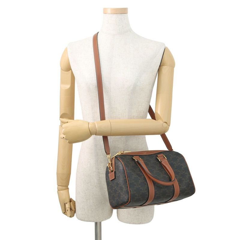 セリーヌ ハンドバッグ トリオンフ ミディアム ボストン PVC 121322 CELINE 2way ブラウン