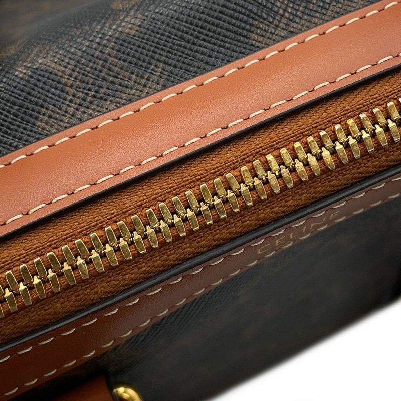 セリーヌ ハンドバッグ トリオンフ ミディアム ボストン PVC 121322 CELINE 2way ブラウン