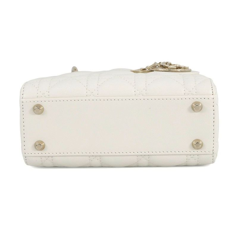 クリスチャン・ディオール ハンドバッグ カナージュ レディディオール ミニ ラムスキン M0505ONUL 2way 白