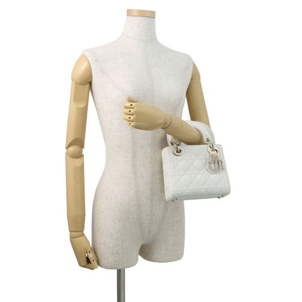 クリスチャン・ディオール ハンドバッグ カナージュ レディディオール ミニ ラムスキン M0505ONUL 2way 白