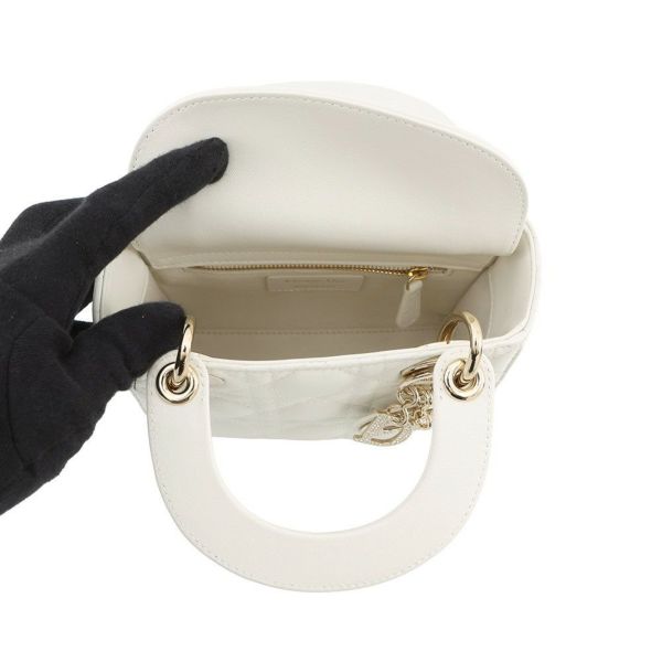 クリスチャン・ディオール ハンドバッグ カナージュ レディディオール ミニ ラムスキン M0505ONUL 2way 白