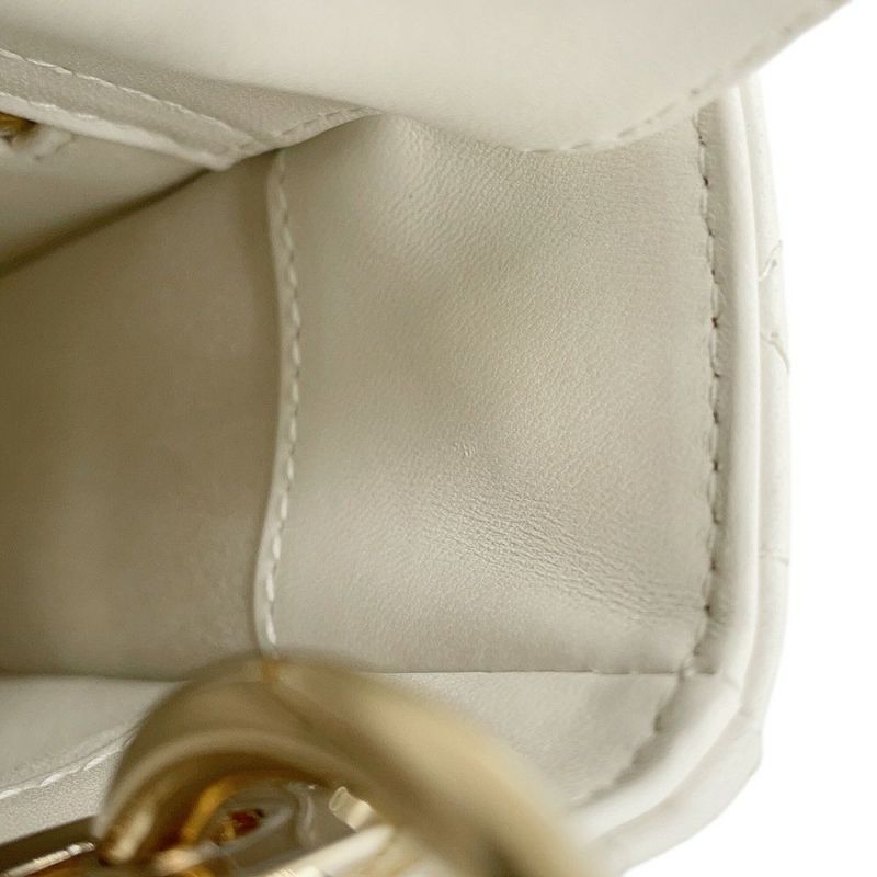 クリスチャン・ディオール ハンドバッグ カナージュ レディディオール ミニ ラムスキン M0505ONUL 2way 白