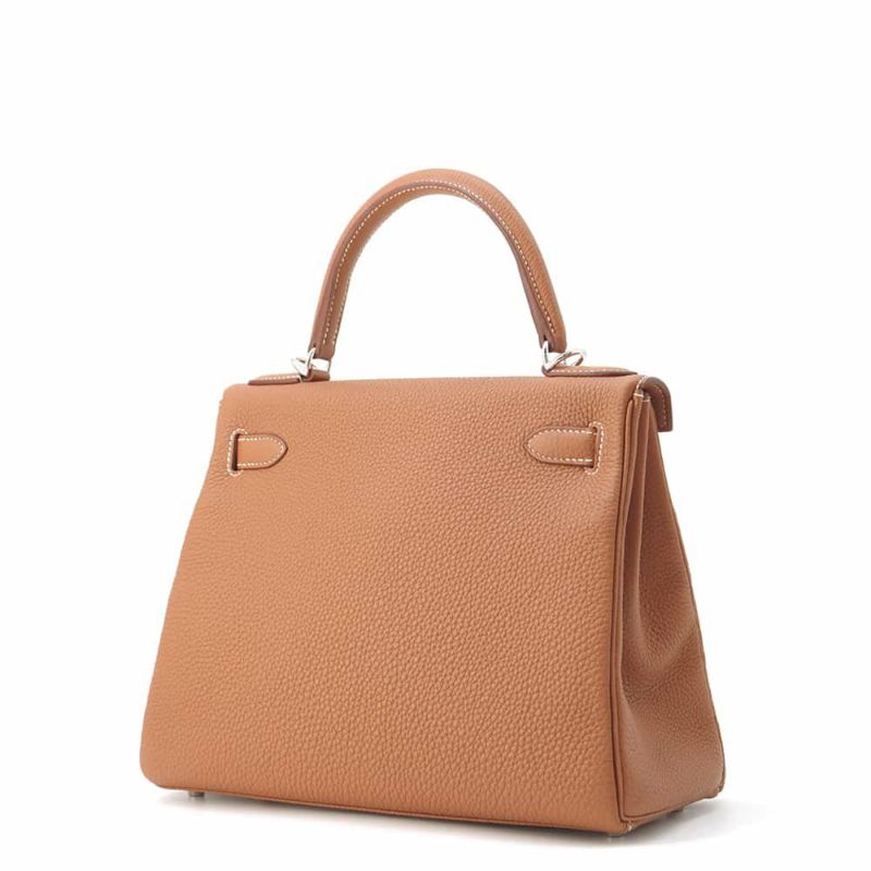 エルメス ハンドバッグ ケリー28 内縫い ゴールド/シルバー金具 トゴ W刻印 HERMES 2wayショルダー