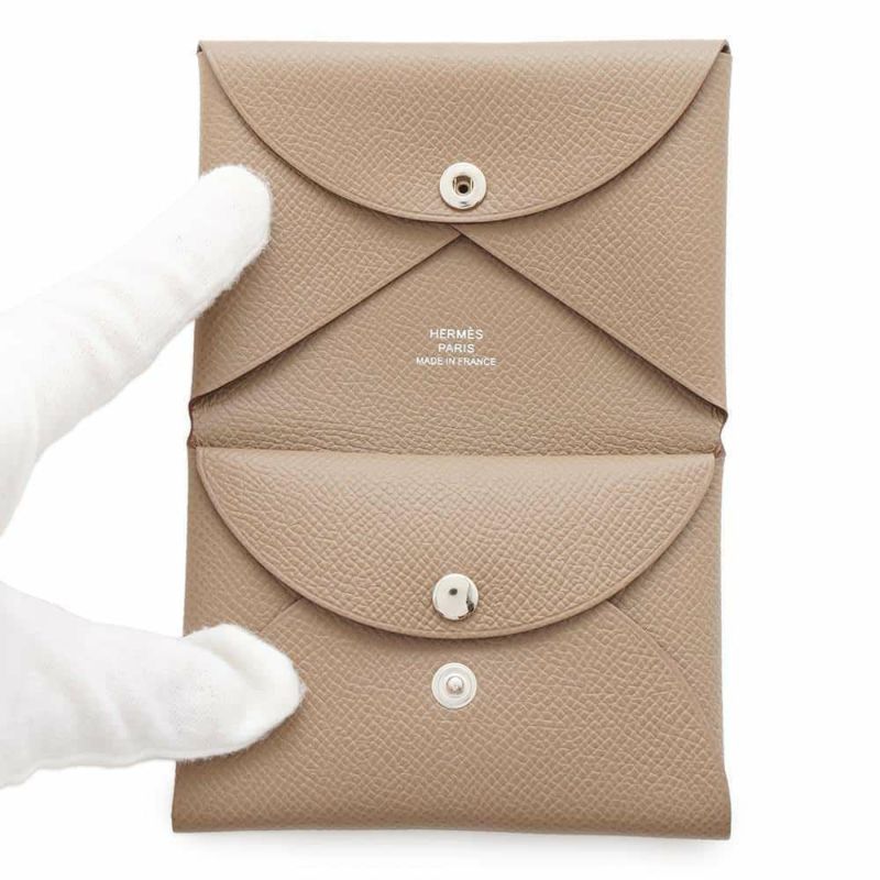 エルメス コインケース カルヴィ デュオ エトゥープ/シルバー金具 エプソン W刻印