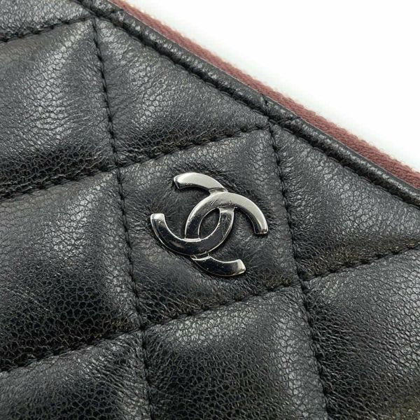 シャネル ミニポーチ マトラッセ ココマーク ラムスキン A82365 CHANEL 化粧ポーチ 黒